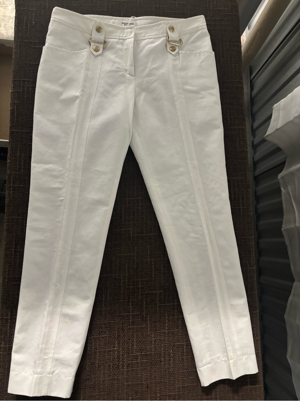 Emilio Pucci White Skinny Pants | Gold Pucci Crest Hardware | NWT - Picture 3 of 9